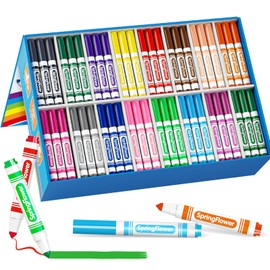 SpringFlower 480 Count Washable Markers Bulk, 16 Assorted Colors Markers Bulk Back to School Classroom Supplies, Broad Tip for Kids, Classroom School Teacher Must Haves