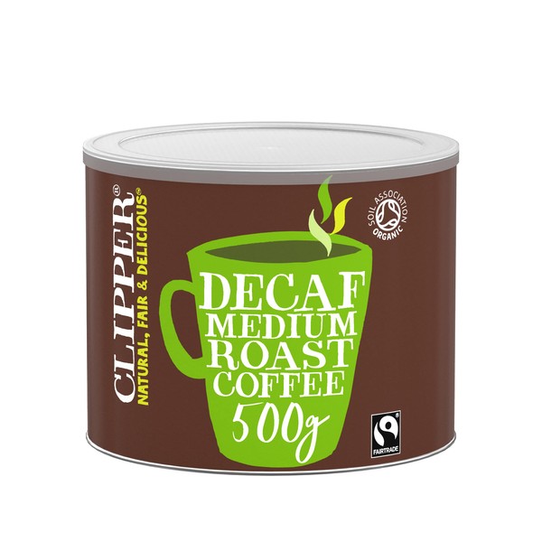 Clipper Organic Medium Roast Decaf Arabica Coffee | Decaffeinated Instant Coffee | 500g Refill | Gourmet Coffee | Sustainable Fairtrade Coffee by Clipper Teas | Ethically Sourced, Eco Conscious Blends