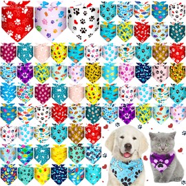 Bulyoou 40 Pcs Dog Bandana Bulk Cute Bandana for Dog Adjustable Washable Pet Triangle Scarf Holiday Kerchief Bibs for Small and Medium Pet Costume Accessories Decorations