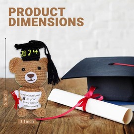 MOPQMKT Graduation Bear 2024 Crochet Stuffed Toy Knitted Bear Knitted Bear Graduation Hats Graduation Rolls Sentimental Congratulations Cards for Graduation Courage Gift Party Decoration