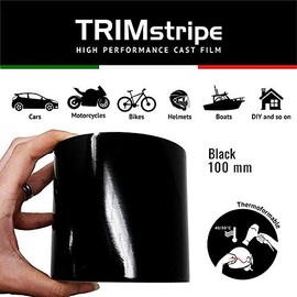 4R Quattroerre.it 10542 Tiras Adhesivas para Coche, Color Negro, 100 mm x 10 m