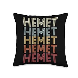 Hemet California Hemet CA Retro Vintage Text Throw Pillow, 16x16, Multicolor