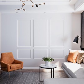 Decozayn Wall Molding Kit, Premade Wainscoting Panels, Picture Frame Moulding, Pre Cut Wall and Door Molding &Trim Panel Kits, Wainscot Wall Panel for Home Decoration, 6 Frames