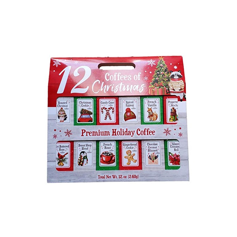 12 Gourmet Coffees of Christmas Holiday Gift Set