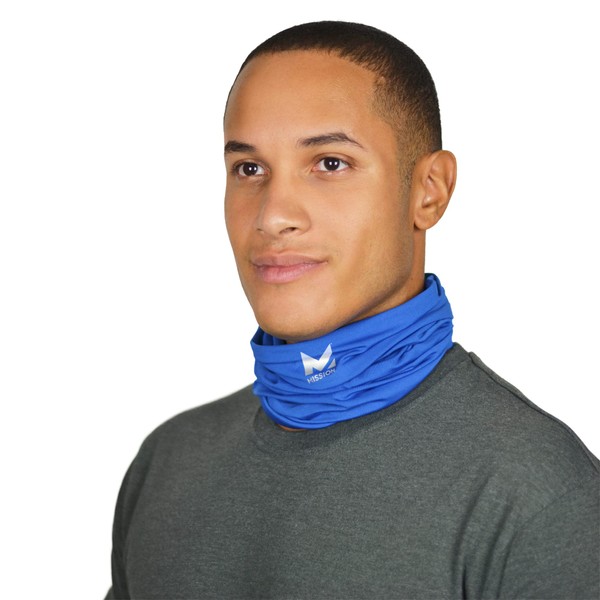 MISSION Cooling Neck Gaiter, Men and Womens All Weather Neck Gaiters, UPF 50 (Blue)