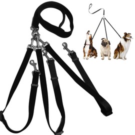 Yuehuam 3 Way Dog Leash with Padded Handle Pet No Tangle Detachable 3 in 1 Multiple Lead Leash Dog Triple Coupler Nylon Traction Rope for Medium Large Dogs Training Walking