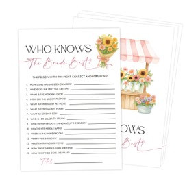 Fresh Off the Market Who Knows The Bride Best Bridal Shower Game, Pack of 30 Game Cards, Bridal Shower Decorations, Wedding Engagement Decor, Bachelorette Party Supplies - KR09