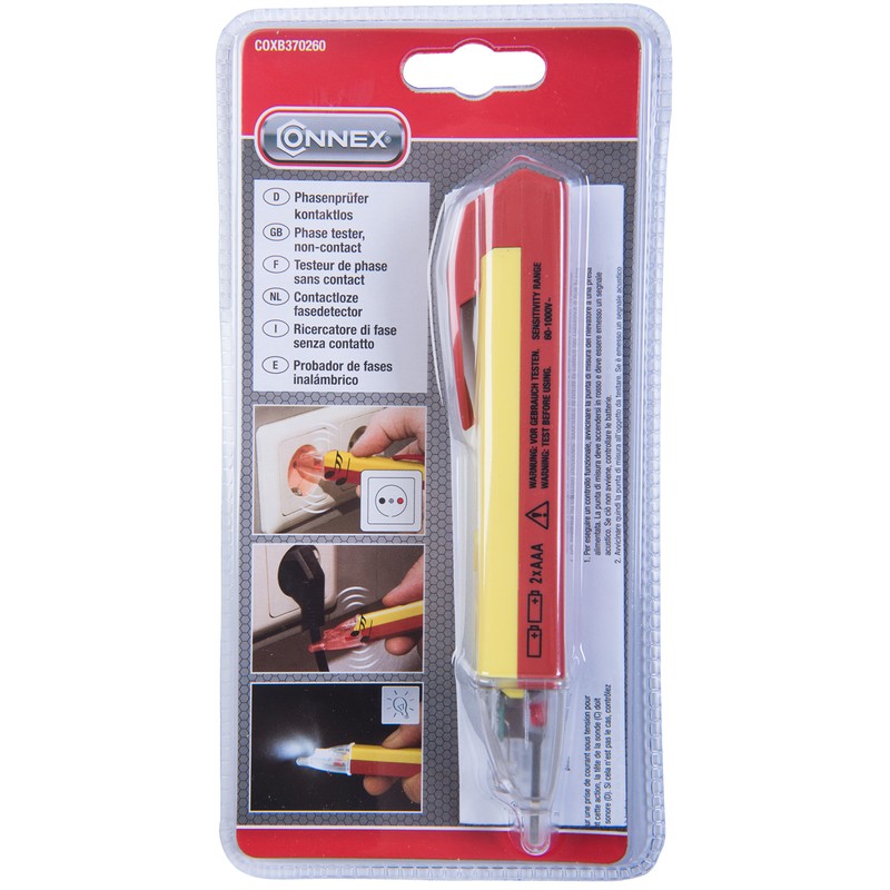 Connex COXB370260 Phasing Tester Contactless, Yellow/Red, One Size