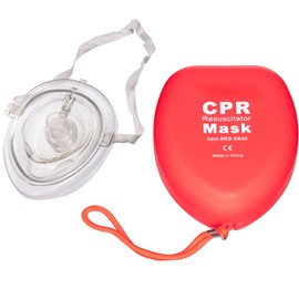 NOVAMEDIC First Aid Adult and Child CPR Rescue Mask, Detachable Single Valve Pocket Resuscitator with Hard Case and Wrist Strap Kit, Red
