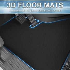 Mixsuper Floor Mats All Weather Floor Liners for Freightliner Cascadia 2022-2025 Truck Accessories Heavy Duty Black 4PCS Set