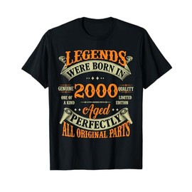 25th Birthday Tee Vintage Legends Born In 2000 25 Years Old T-Shirt