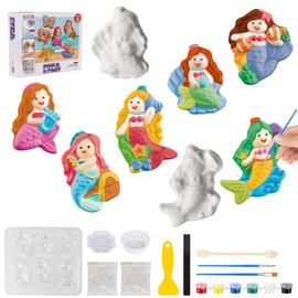 YAOZUP Plaster Casting Children, Mermaid Plaster Casting Set, 6 Patterns Mermaid Craft Set Children, Mermaid Plaster Figures for Casting & Painting, Creative DIY Toys from 6 Years