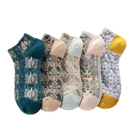 Doyime Women's Socks, Crew Socks, Casual Socks, Warm Socks, Cute, Fashionable, Floral Pattern, Embroidered, Cotton, Women's, Short, Cold Protection, Spring, Summer, Autumn, Winter