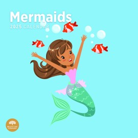 2025 Mermaids Monthly Wall Calendar by Bright Day, 12 x 12 Inch Kids Girls Boys Activities
