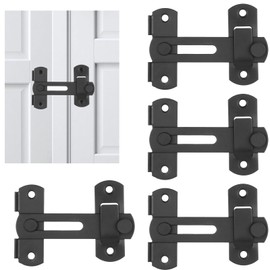 4 Pcs Barn Door Lock, 180° Degree Flip Sliding Barn Door Locks and Latches, Sliding Barn Door Locks, Black Gate Latch Bolt Buckle Lock for Barn Door, Bathroom, Garage, Window, Sliding Door Lock