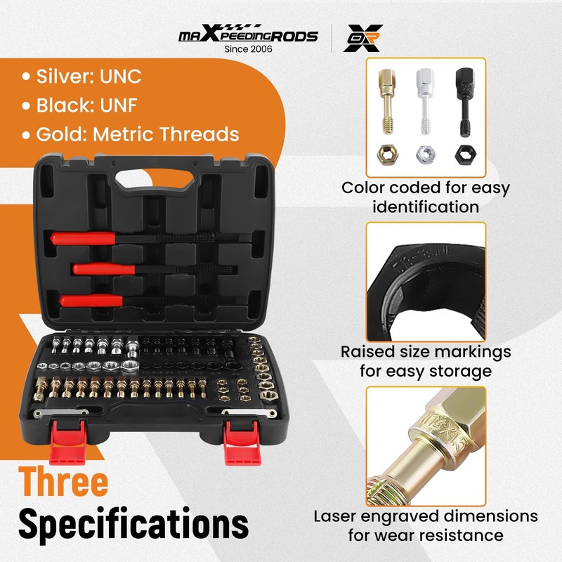 maXpeedingrods 61Pcs Thread Restorer Kit, Rethread Repair Tool, UNC UNF
