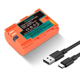 Hisewen LP-E6NH LP-E6N LP-E6 Battery 2800mAh 1 Pack with Type-C Fast Charging for Canon EOS R5 R6 R6 II R7 R 5D II III IV 6D 6D II 70D 80D 90D