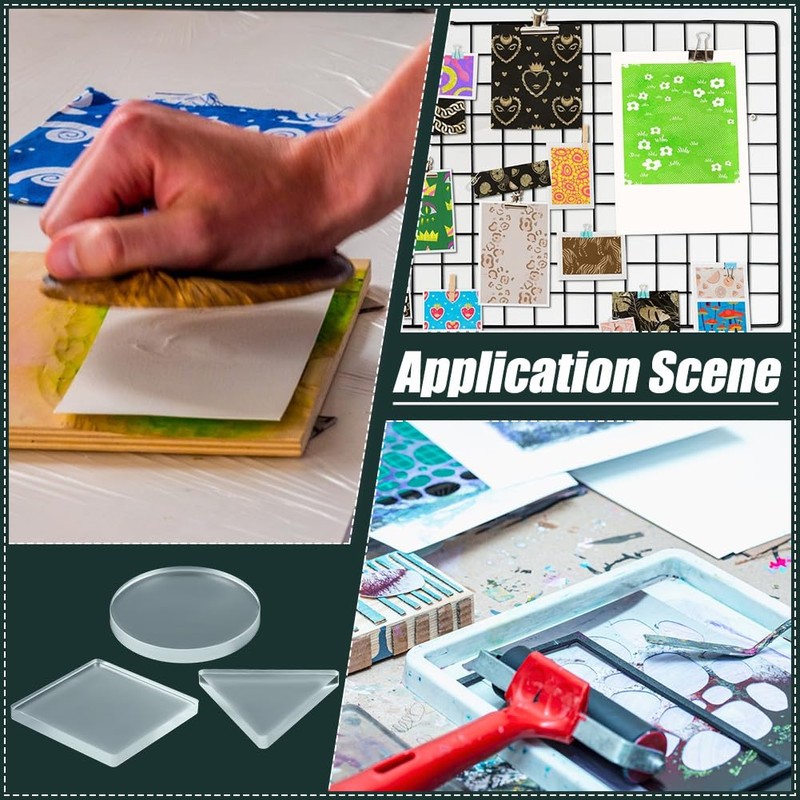 NBEADS 6Pcs Monoprinting Print Plates, 7.5cm Small Gel Printing Plates