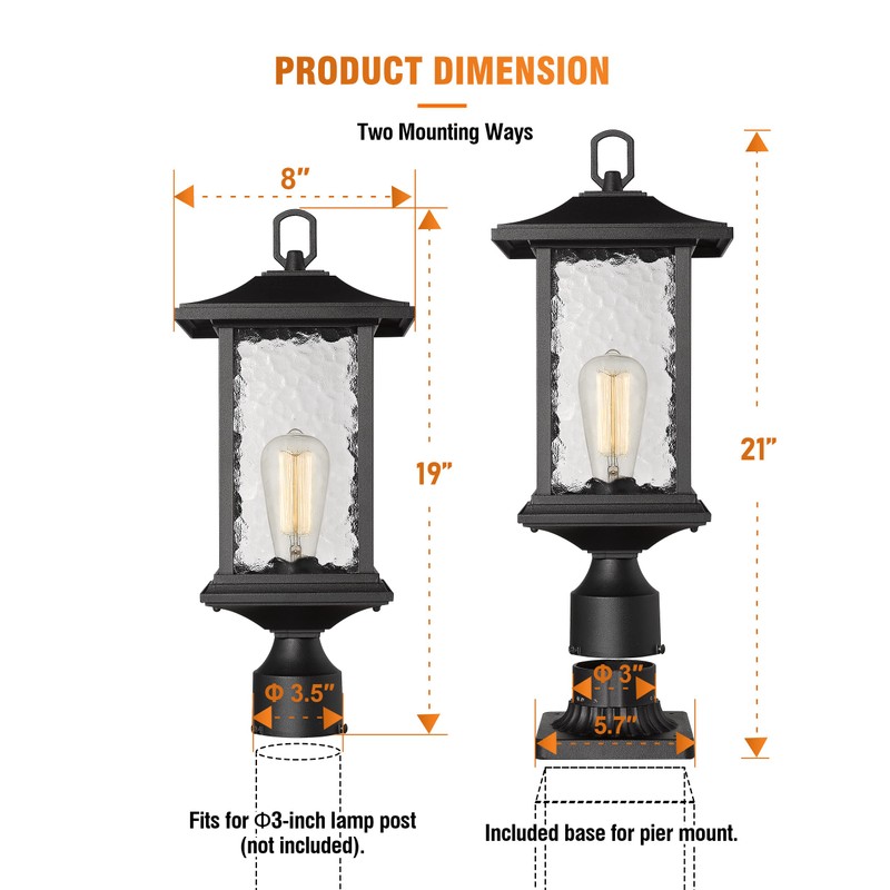 Beionxii Dusk to Dawn Outdoor Post Lights, 21inch Large Exterior