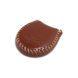 (Kyoto Thanks You) Small Coin Purse, Ultra Small, Horseshoe-shaped, Genuine Leather, Wallet, Compact, Braun