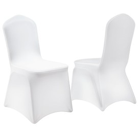 EMART White Chair Covers 10 Pcs Spandex Stretch Universal Standard Seat Slipcovers Fitted for Wedding Bulk, Party, Banquet and Holidays Celebration