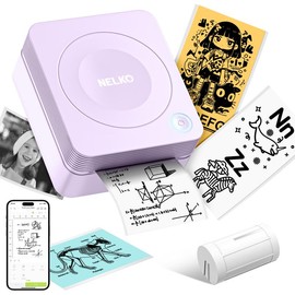 PM230 Mini Sticker Printer-2 Inch Bluetooth Thermal Pocket Printer, Inkless Portable Printer for Study Notes, Photos, Journals, Memos, Lists, Gifts, TikTokShopBacktoSchool:_Purple+1 Roll Tape
