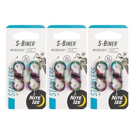 Nite Ize S-Biner MicroLock de acero inoxidable – Clip de mosquetón duradero – S-Biner con puertas de bloqueo – Mini mosquetones duraderos y fuertes para accesorios de llavero, Spectrum, (paquete de