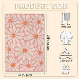 2 Pcs Abstract Daisy Flower Retro Groovy Flowers Hand Towels Absorbent Soft Bath Towels for Kitchen Bathroom Hotel Gym Spa 18" x 24"