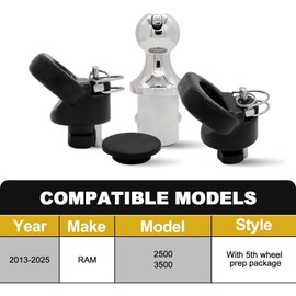 60618, Puck System Gooseneck Hitch Ball Kit, Compatible with 2013-2025 Dodge RAM 2500 3500, 2-5/16 Inch Gooseneck Ball for Truck Bed with 2 Gooseneck Safety Chain Anchors | 30000 lbs GTW/ 7500 lbs VTW