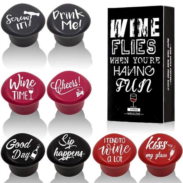 Whaline - Juego de 8 tapones para botellas de vino