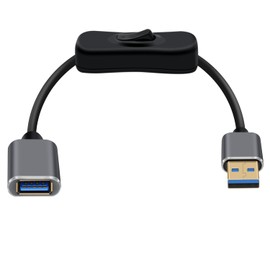 HuaLiSiJi USB 3.0 Kabel mit Schalter Unterstützt 5Gbps Datenübertragung und Stromversorgung, Vergoldete Schnittstelle Verlängerungskabel USB A Stecker auf A Buchse für Laptop, USB Fan (Schwarz, 0.5 m)