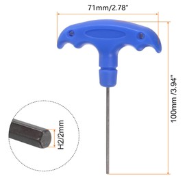 TA-VIGOR 2Pcs H2 T-Handle Hex Key Wrench, 2mm S2 Steel T-Key Allen Wrench Tool for Bike, Furniture, and Mechanical Repair