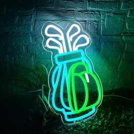 Golf Bag Neon Sign for Wall Decor Golf Neon Light for Man Cave Bag LED Light Up Sign for Bedroom Club Shop Tavern Party Birthday Gift for Sports Fans Wall Art Size14.9 * 8.8inches(JTD273)