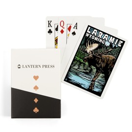 Lantern Press Wyoming, Moose, Scratchboard (52 Playing Cards, Poker Size Card Deck with Jokers)