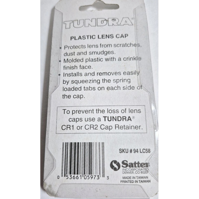 Tundra LC-58 #94 58mm Snap-on Front Lens Cap Genuine Camera