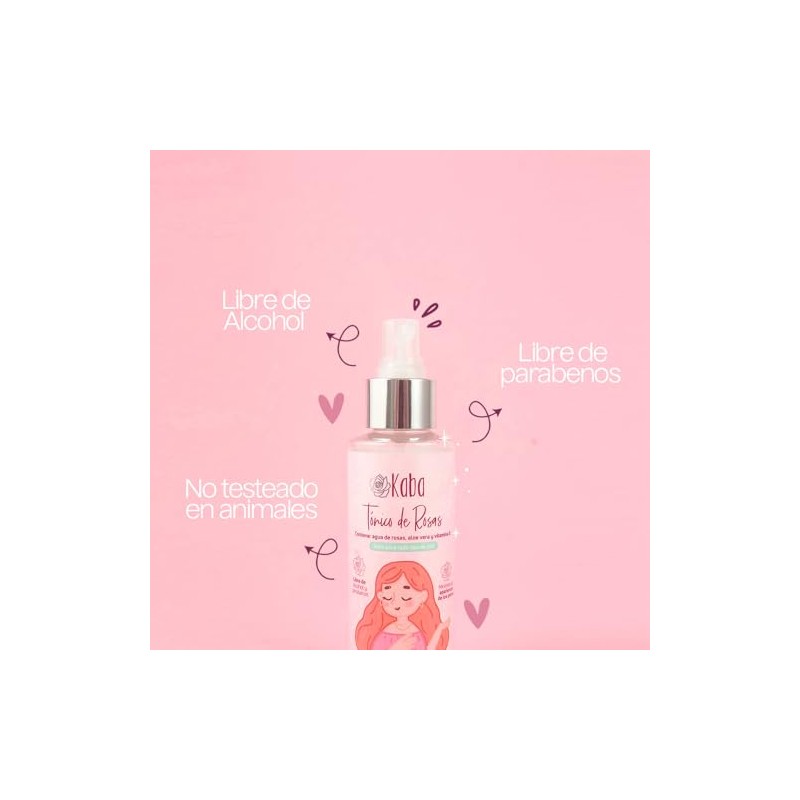 Tónico facial de rosas Kaba - limpia, hidrata y suaviza