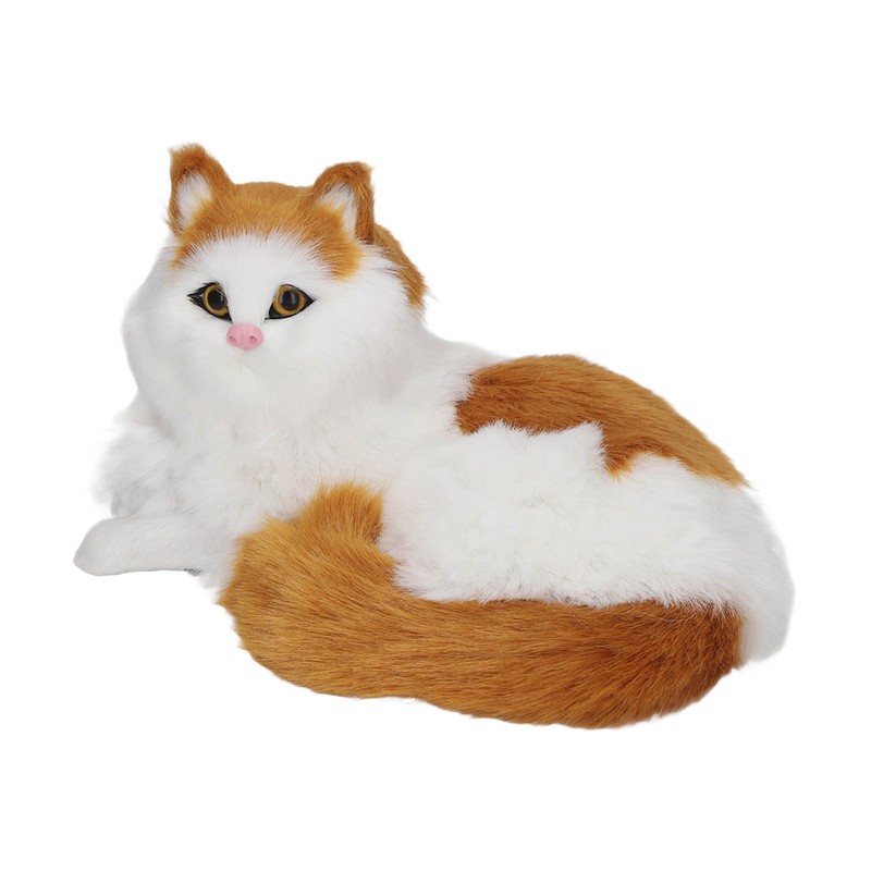 Simulation Furry Cat Figurine Home Cute Funny Synthetic Fur Cat