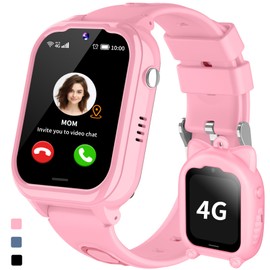 JUBUNRER 4G Kids Smart Watch with GPS Tracker Kids Phone Video Call SOS Step Counter Pedometer Waterproof Alarm Clock Camera Games Learn Calculator Smart Watch for Kids Watch for Boys Girls Gifts-