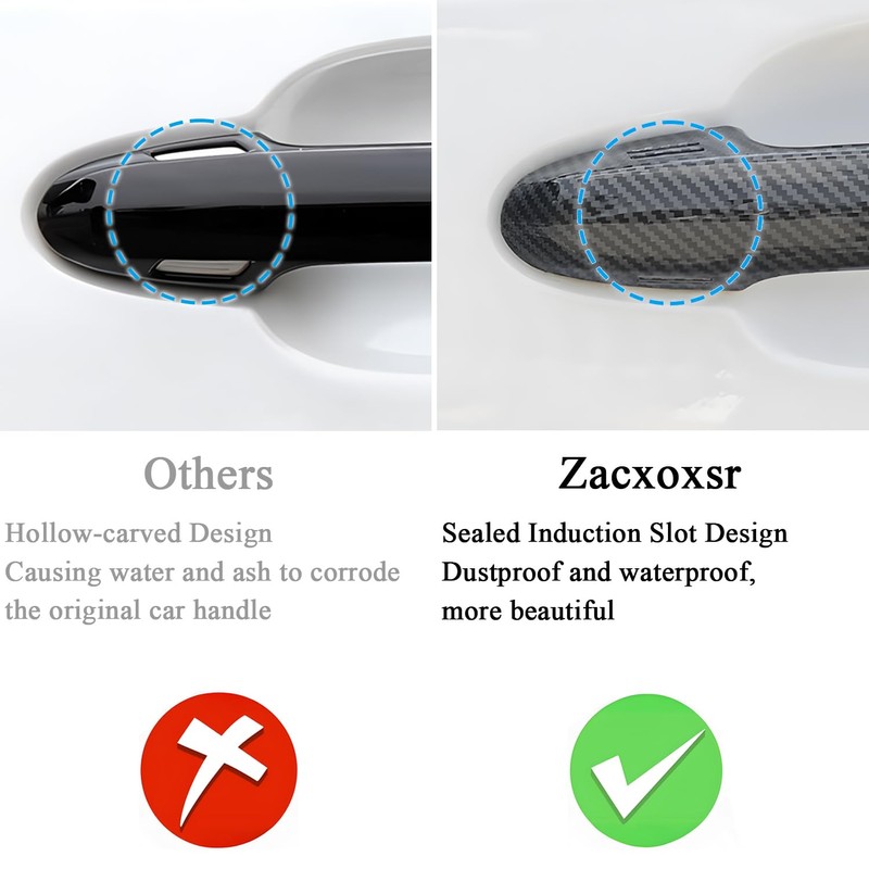 Zacxoxsr No Adhesive Snap-on Car Door Handle Cover Protector Compatible