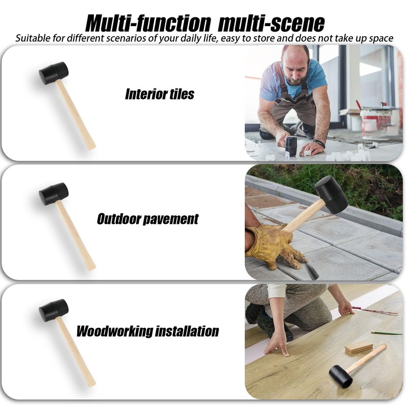 2 PCS Rubber Hammer with 2 Soft Rubber Head,8 Oz