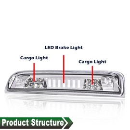 GRAND ORANGE LED 3rd Brake Light Compatible with 2014-2020 Chevy Silverado GMC sierra 1500 2500HD 3500HD (Fit Model with Cargo Light) Clear Lens Chrome Housing