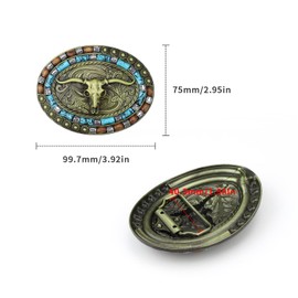 Cow Head Belt Buckle, HASLED Belt Buckle, Cowboy 99 x 75 mm, Zinc Alloy Material, Unique Trunk - Roller Buckles Belt Buckle for Replacement and Decorating, bronze