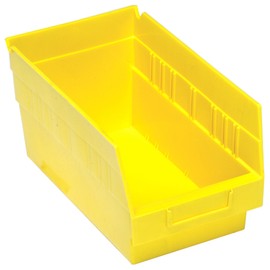FSE 373-QSB202YLCS Economy Shelf Bin, Nesting, 11-5/8"L x 6-5/8"W x 6"H, (7) Divider Slots, Rear hanglock, Molded-in Label Holder, Yellow