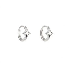 Minimalist Star Hoop Earrings for Women Girls 925 Sterling Silver Tiny Star Small Huggie Hoops 10mm Sleeper Cartilage Earrings Hypoallergenic (Silver)