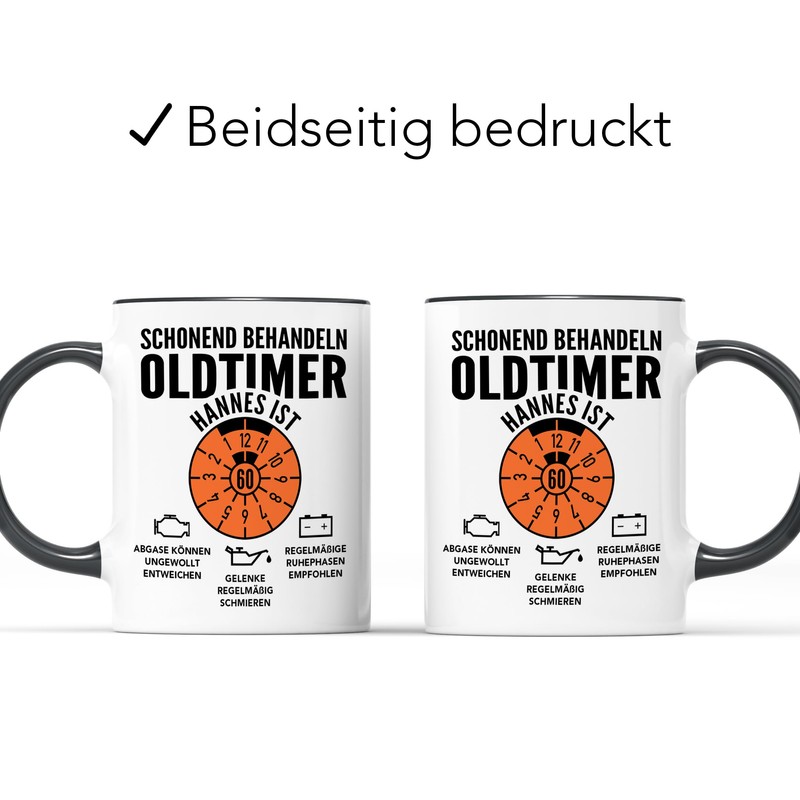 Oldtimer Tasse 60. Geburtstag Mann personalisiert mit Namen Geschenkidee Geschenk