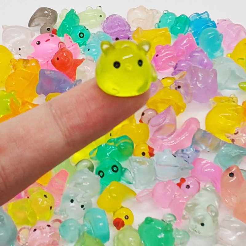 Asphodelia 150 PCS Mini Luminous Resin Animals,Glow Mini Animals for