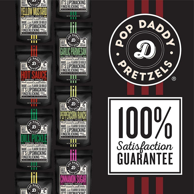 Pop Daddy Flavored Pretzels Sticks, Healthy Gourmet Pretzels Snacks, 7.5oz