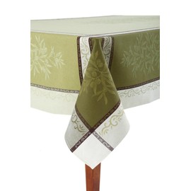 Occitan Imports Olive Vert Jacquard French Tablecloth, 63 x 79 (4-6 People)