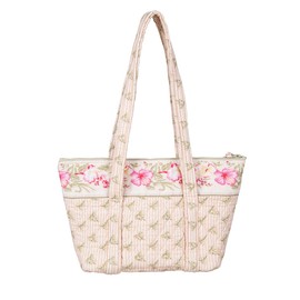 C&F Home South Beach Cotton Quilted Mini Tote Shoulder Bag Purse for Women Lightweight With Handle and Zipper Closure for Everyday Use Mini Tote Pink and Green