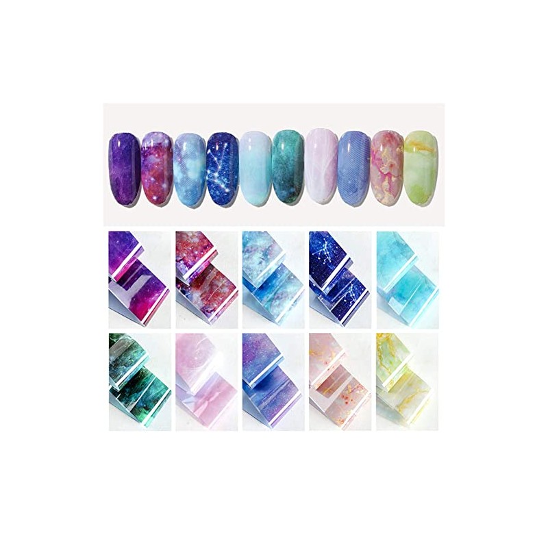 10 Stickers Laser Galaxy Starry Sky Nail Foil Nail Decor